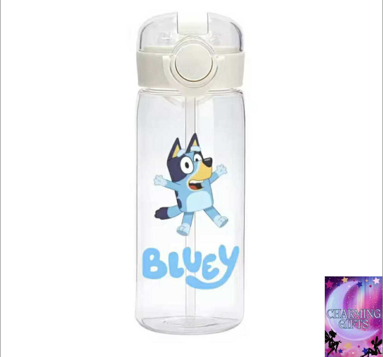 Bluey Straw Water Bottle Large Capacity Plastic Water Cup Portable Drink Bottle Outdoor Sports Bingo Drinking Water Bottle Gifts