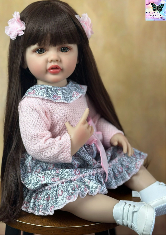 BZDOLL Full Soft Silicone Body Reborn Baby Girl Doll 55cm 22 Inch Realistic Princess Toddler Bebe Bath Toy Birthday Gift