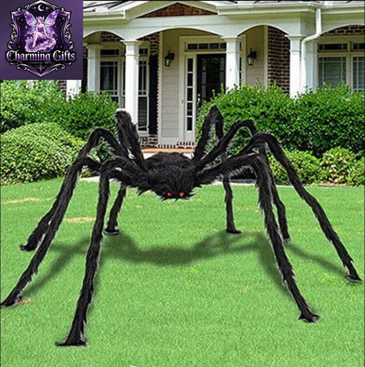 5ft/150cm Giant Black Spider Decoration Suitable for Halloween Haunted House Prop, -Standing Indoor/Outdoor Arachnid Decor with Realistic Legs & Body for Parties, Themed Events, Haunted Mansion Display