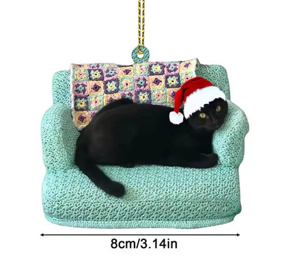 1pc T Black Cat Hanging Decor, Christmas Ornament, Christmas Party Decoration, Christmas Tree Hanging Ornaments