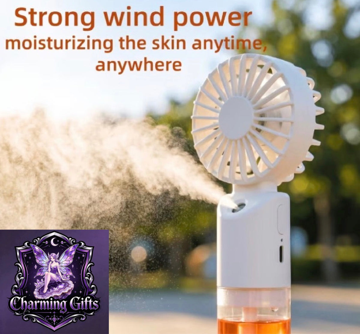 Handheld Misting Fan USB Rechargeable 2 in 1 Cooling Humidifier Fan, White Mist USB Fan, Humidifying Fan, Equipped with Rechargeable Battery, Suitable for Outdoors, Office, Dorm, School
