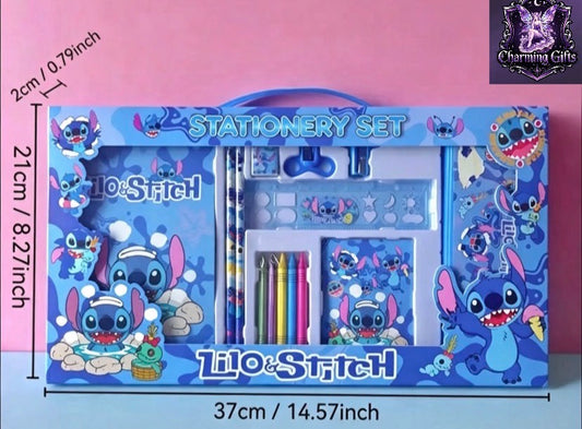 Disney "Lilo & Stitch" Themed Stationery Set - Blue Series Student Writing Kit, Complete Fine Writing Tools with Notebook, Pen, Pencil Case, Ruler, and More | Ideal Gift for Family and Friends on Christmas, Thanksgiving, Halloween, New Year, and Other Hol