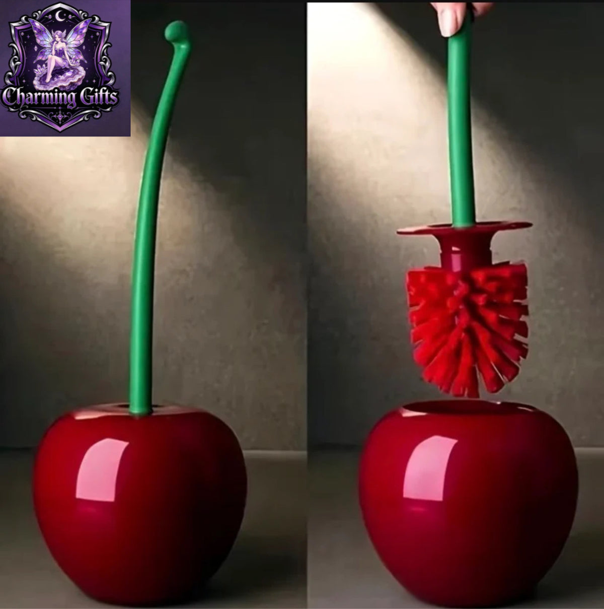 1pc Cerise Toilet Brush with Long Handle and Base, 2-in-1 Deep Cleaning Set, Plastic Material, No Electricity Needed, Perfect for Home Bathroom Decoration, Toilet Brush and Holder Set