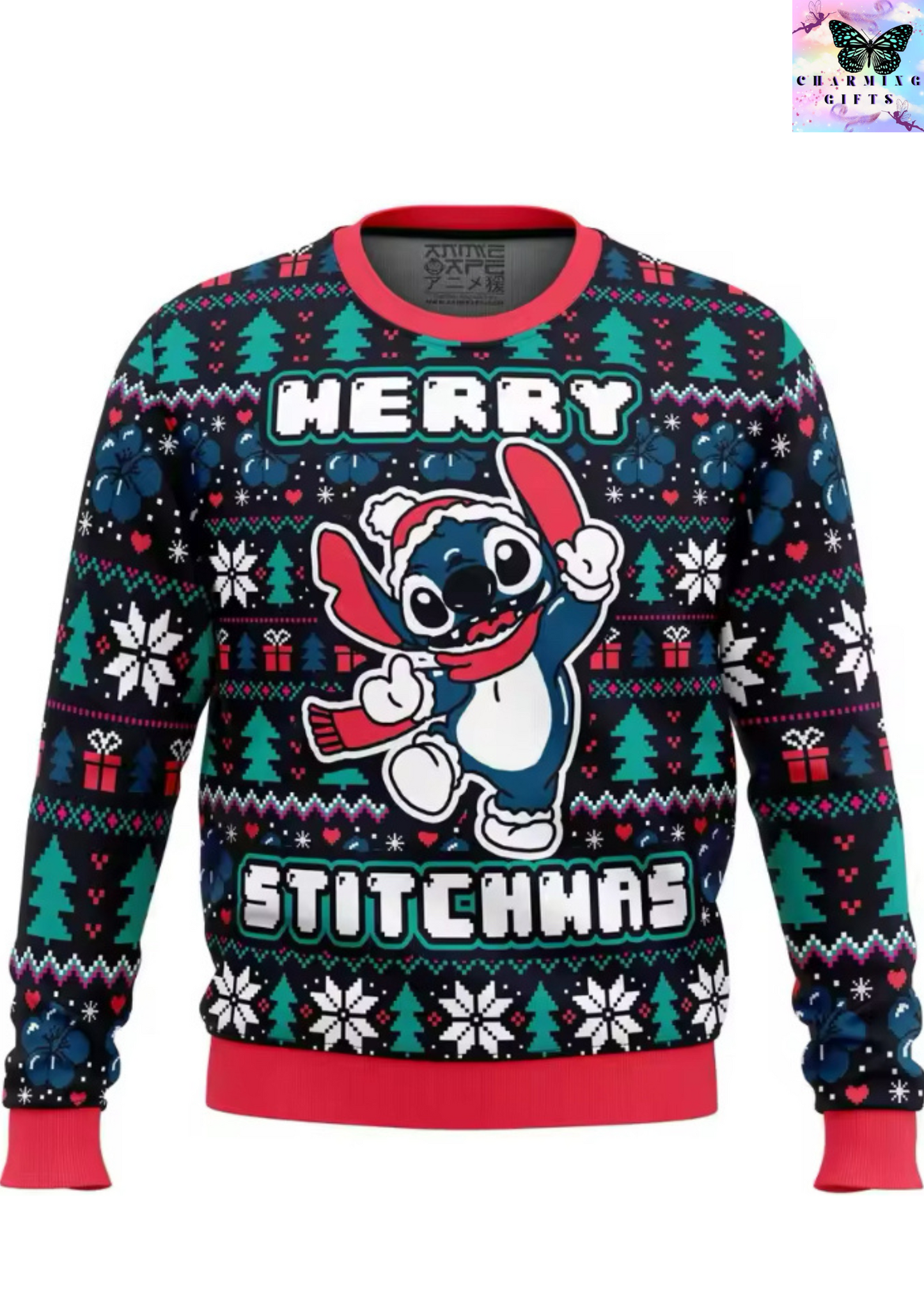 Cartoon Anime Stitch Christmas Sweatshirt Gift Santa Claus Pullover 2024 New Fashion Autumn Winter Men Women Clothing Tops