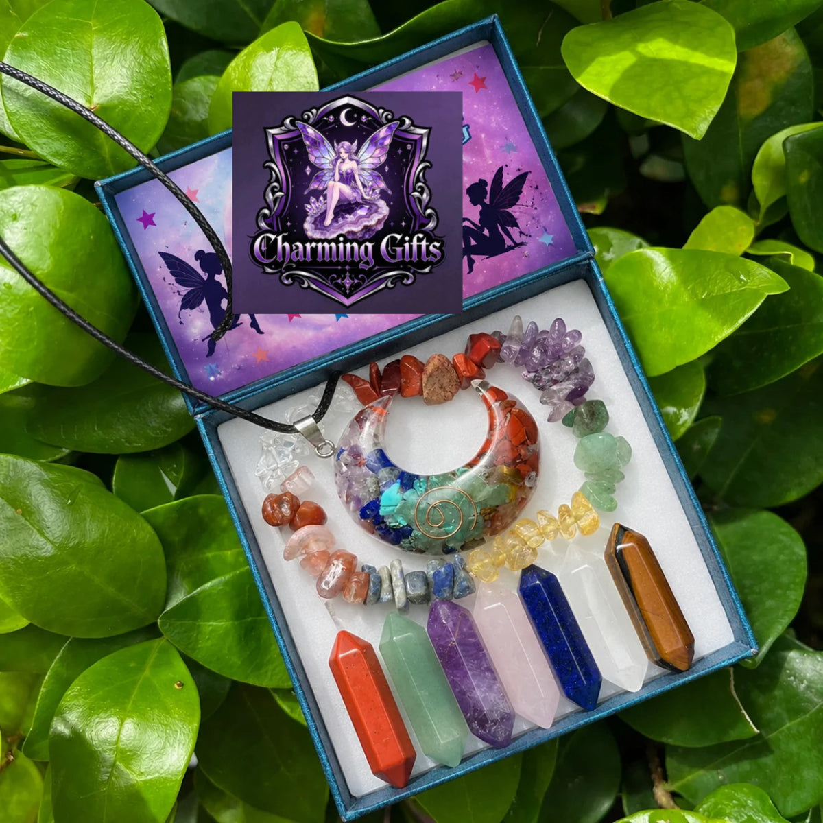 9pcs Pointed Quartz Crystal Chakra Healing Stones Set