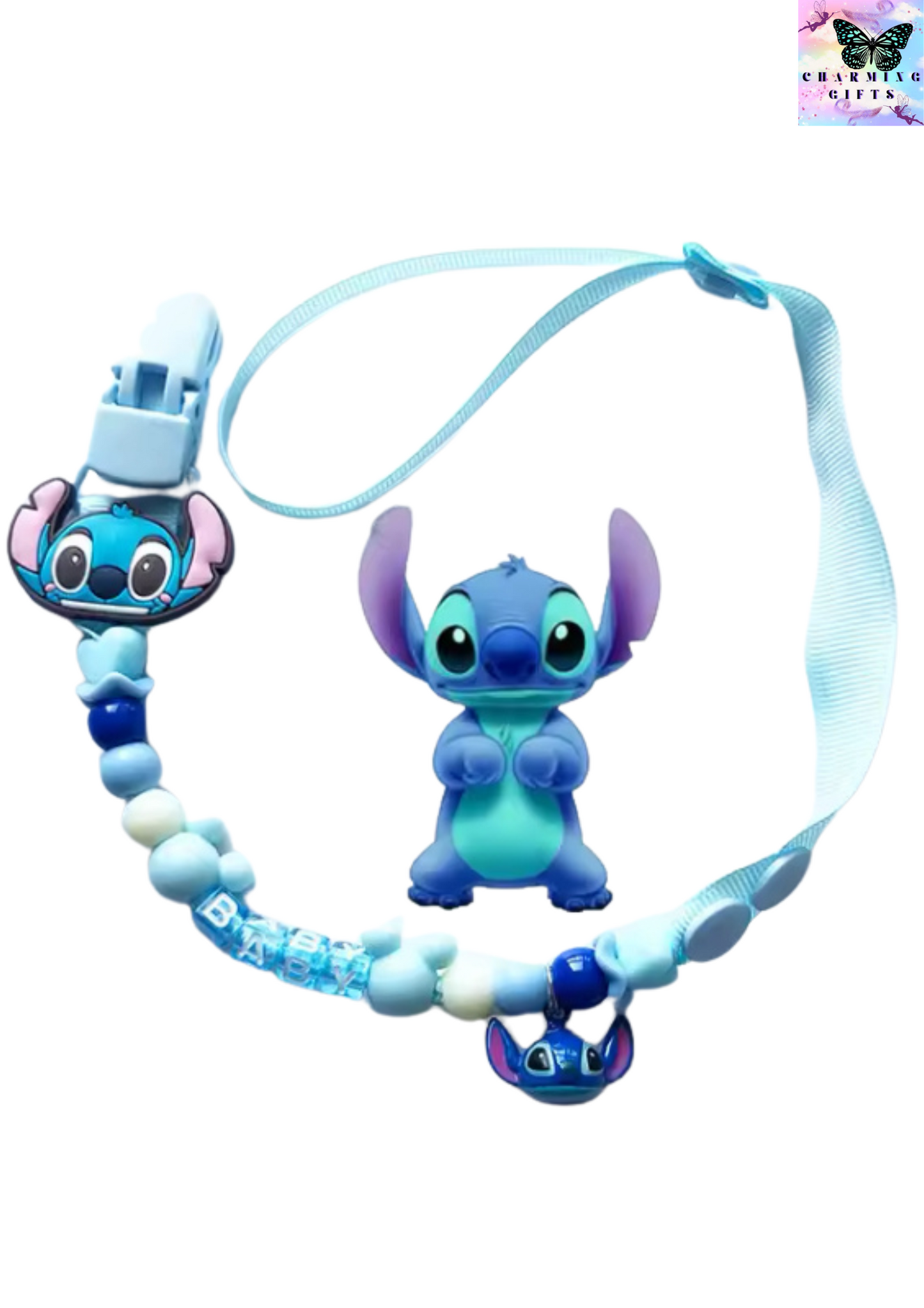 Disney Pacifier Clips Stitch Mickey Anime Figures Baby Teether Chain Silicone Anti-drop Anti-lost