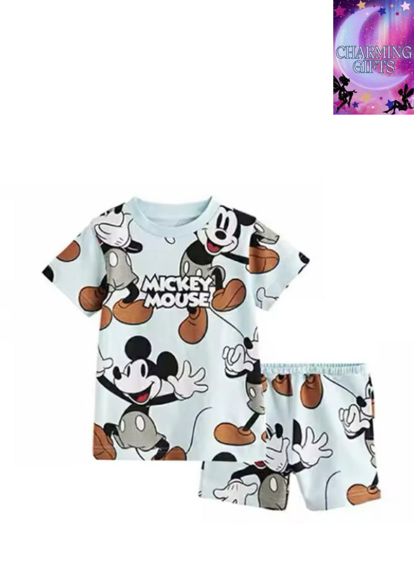 Donald Duck Full Print Outfit Kids Cartoon Tshirt+Shorts 2 Piece Set Boys Girls Cute Crewneck Short Sleeve Shorts Tracksuits