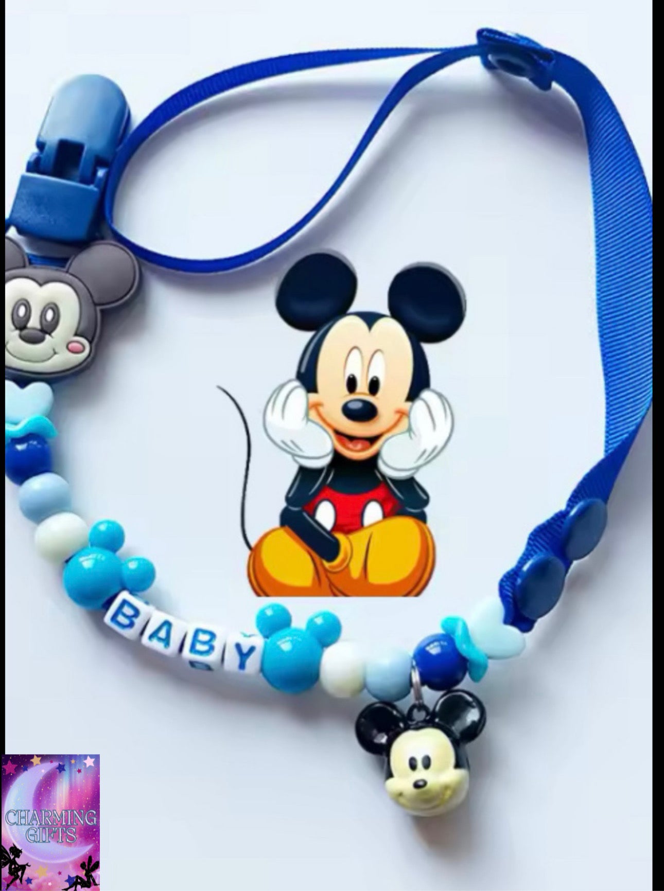 Disney Pacifier Clips Stitch Mickey Anime Figures Baby Teether Chain Silicone Anti-drop Anti-lost