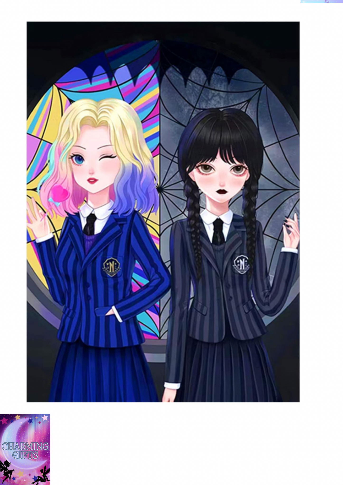 Anime Diamond Art Kits for Adults,Wednesday Diamond Painting Kit, Wolf of Girl Diamond Art Craft Set,Cartoon Diamond Painting for Beginner,11.8x15.7 Inch