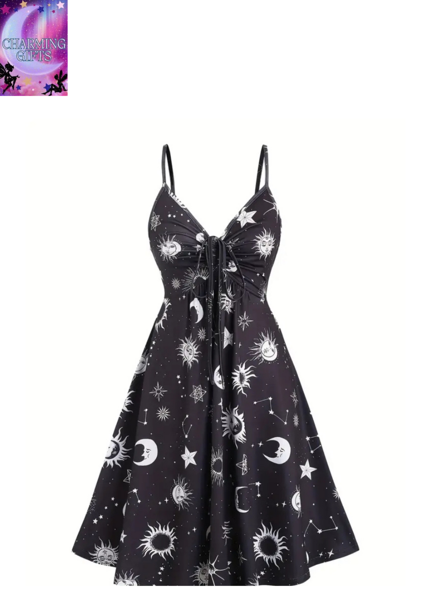 Sun & Moon Drawstring Cami Dress - Fashionable Backless, Sleeveless Ruched & Pleated Design - Chic Spring & Summer Style for Trendsetting Women