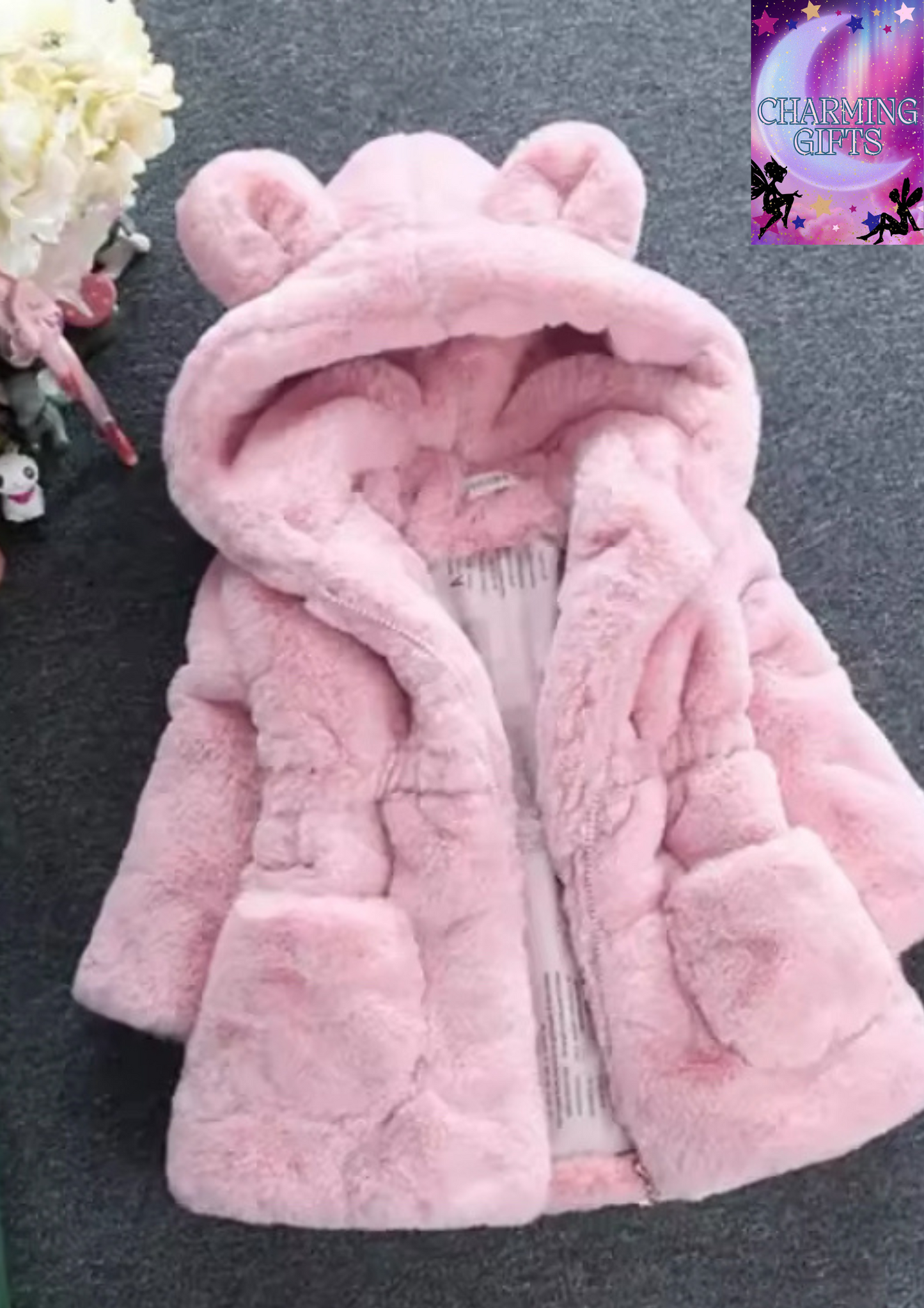 Teddy Bear Baby Girls Warm Winter Coats Thick Faux Fur Fashion Kids Hooded Jacket Coat for Girl Outerwear Children Clothing