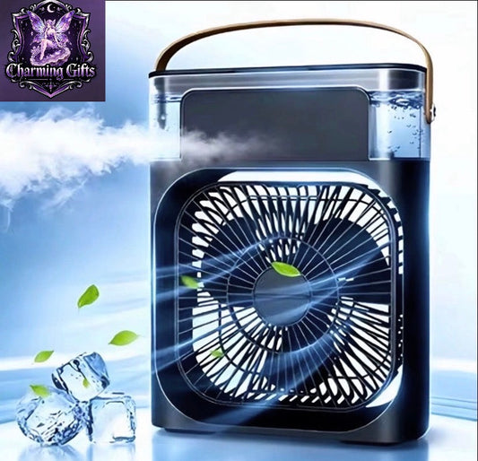 USB Rechargeable Mini Water-Cooled Air Cooler Fan, 3 Speed Wind Humidifier Mist Fan for Office Bedroom