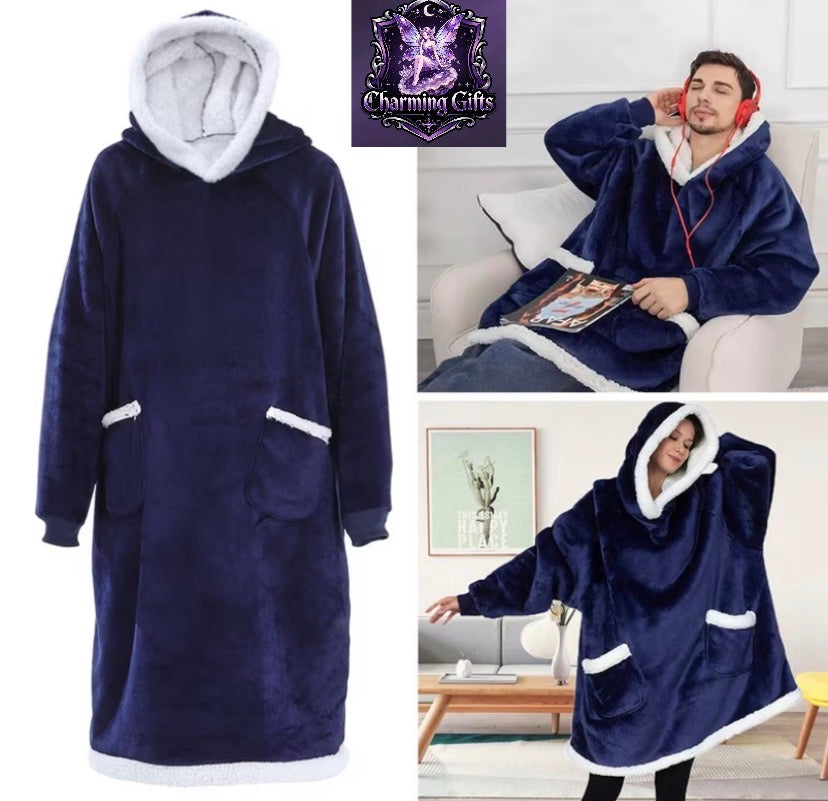 🧸 Oversized Wearable Blanket Hoodie — Ultra-Soft Flannel Comfort