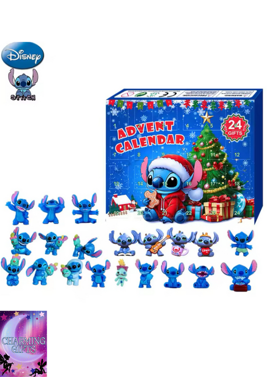 Wholesale Disney Accessories Stitch Christmas Advent Calendar Blind Box Lilo&stitch Model Doll Anime Figures Xmas Gift Kid Toy