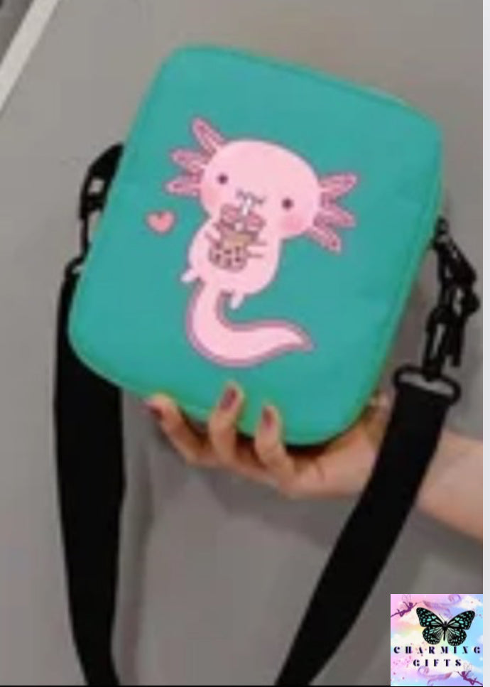 Cute axoloti zipper shoulder bag