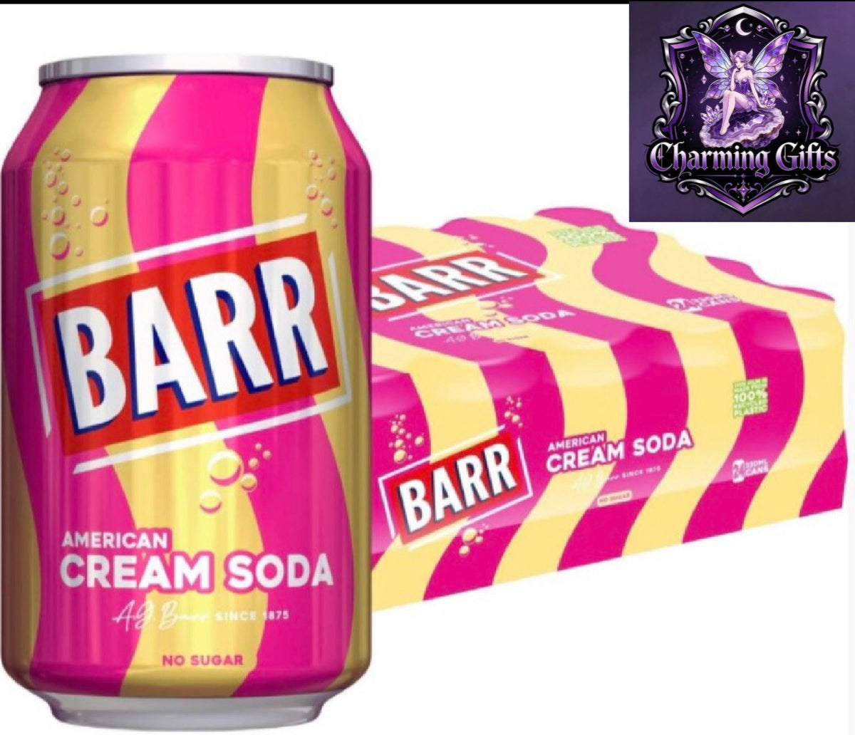 BARR since 1875, American Cream Soda, 24 pack Fizzy Drink Cans, No Sugar Free Diet, 24 x 330 ml