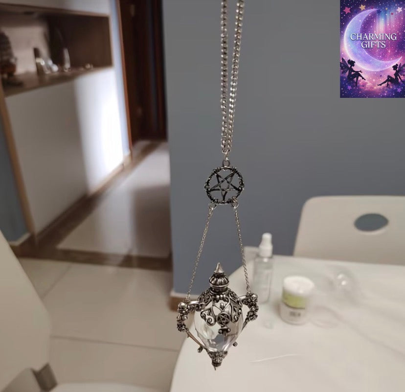Gothic Dark Series Five-Pointed Star & Victorian Potion Bottle Pendant Necklace - Edgy Punk-Inspired Alloy Jewelry for Casual Attire, Parties, Valentine's Day Gift - Year-Round Accessory