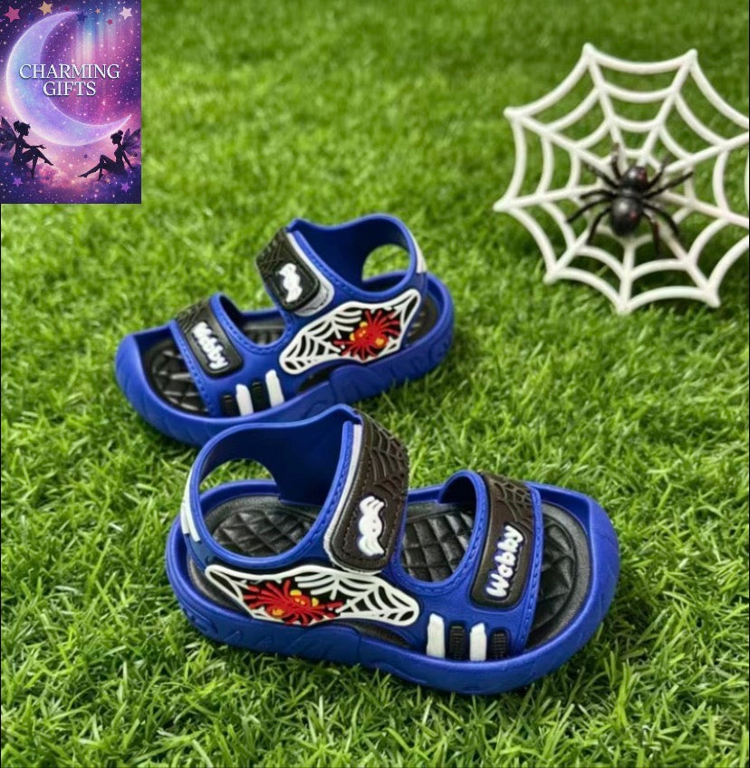 Cartoon Spider Web Sandals, Boys' Baby Soft-Soled Breathable Casual Shoes, Kids' Outdoor Beach Shoes
