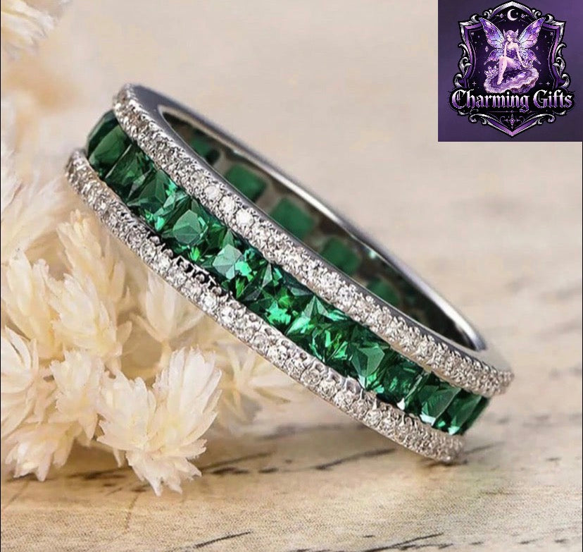Full Princess Cut Cubic Zirconia Rings for Female Luxury Engagement Jewelry Daily Accessories