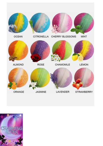 Bath Bombs Essential Oils Fizzy Organic Mixed Scents Vegan Gift Set 12 Pieces