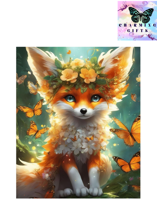 Fox Diamond Painting Kits for Adults,Cute Fox Diamond Painting Kits,5D DIY Round Full Drill Animals Diamond Art Kits Craft for Home Wall Art Decor 30x40cm