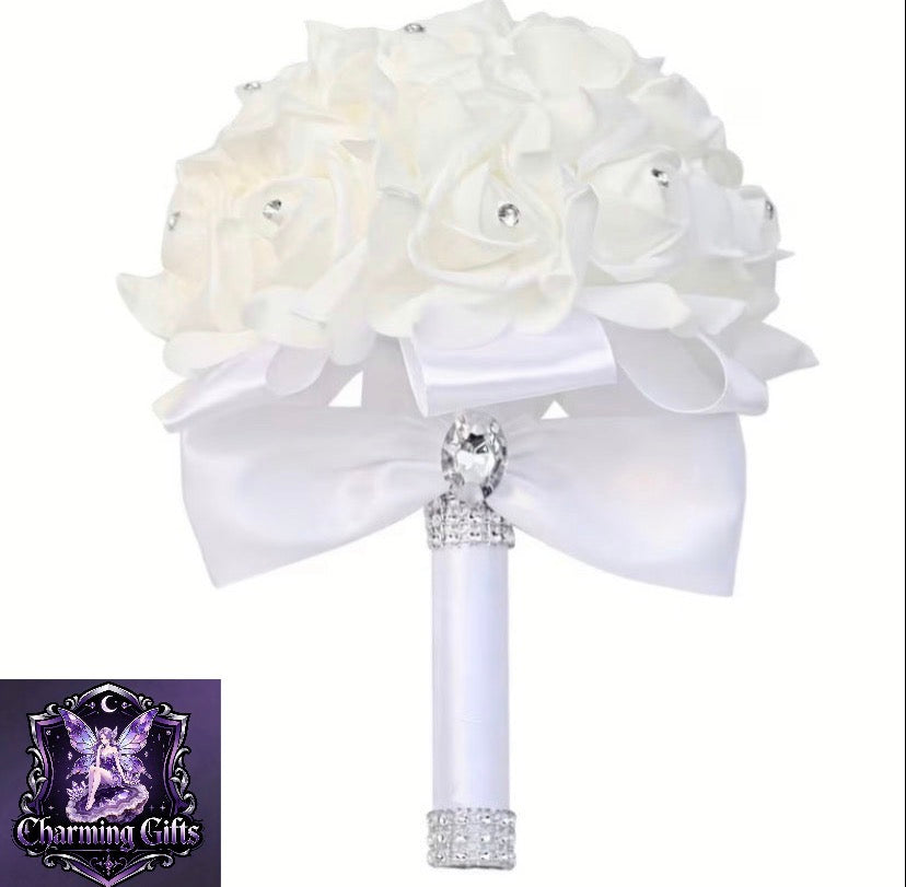 Elegant Faux Floral Bridal Bouquet - Lifelike Foam Flowers for Weddings, Parties & Ceremonies | Durable & Timeless Decor for Christmas, Valentine's, Mother's Day & More