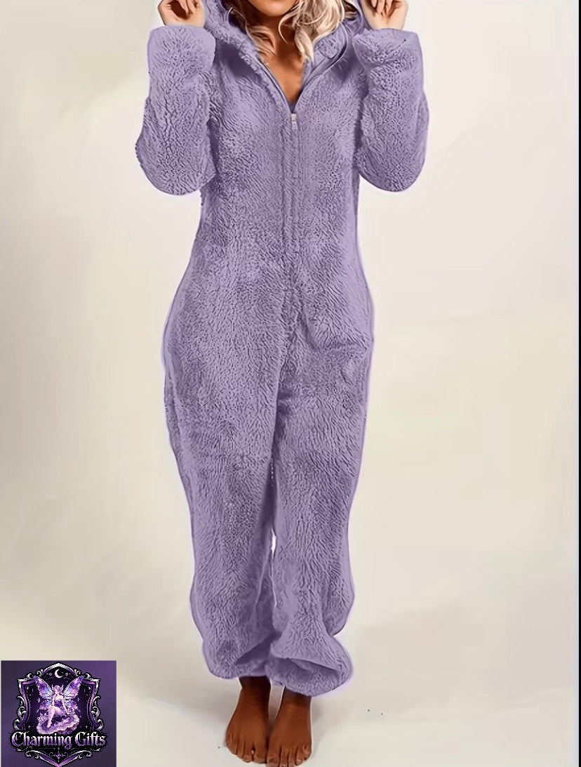Women’s Hooded Bear Ear Plush Onesie