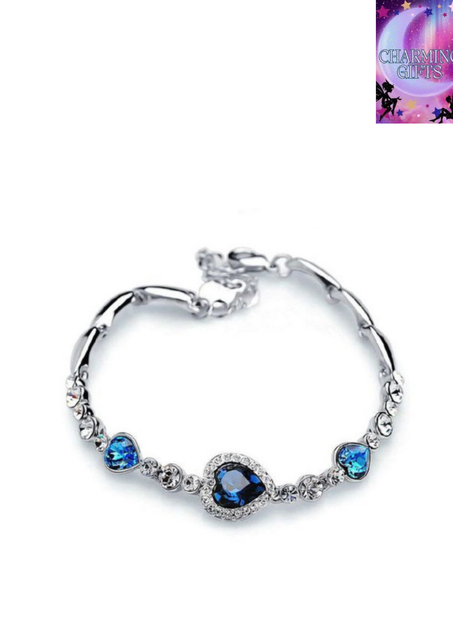 1 pc fashion Heart Bangle Bracelet Gift New Fashion Women Ocean Blue Crystal Rhi