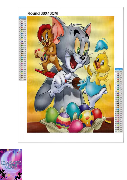 Tom & Jerry Diamond Painting Kit Jerry and Tom Diamond Embroidery Handmade DIY Mosaic Home Decoration Children's Gift