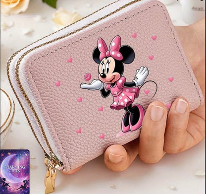 1pc  MinnieMouse Multifunctional Portable Credit Card Case with Double Zipper Closure - Cute Wallet, Coin Organizer, Purse | Ideal for Travel, Outdoor Activities(2D flatprinting), 2D Flat