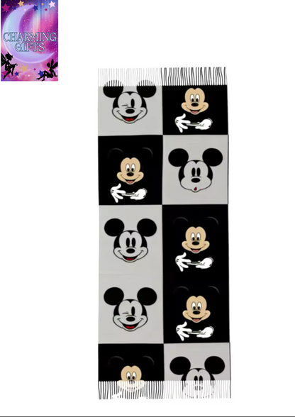 Womens Disney Mickey Mouse Head Cashmere Scarf Large Pashmina Shawls and Wraps Scarves forDaily Wear