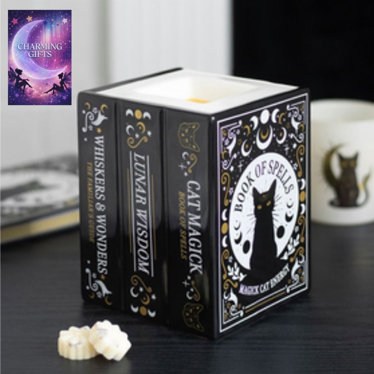 Black Cat Book of Spells Oil Burner and Wax Warmer