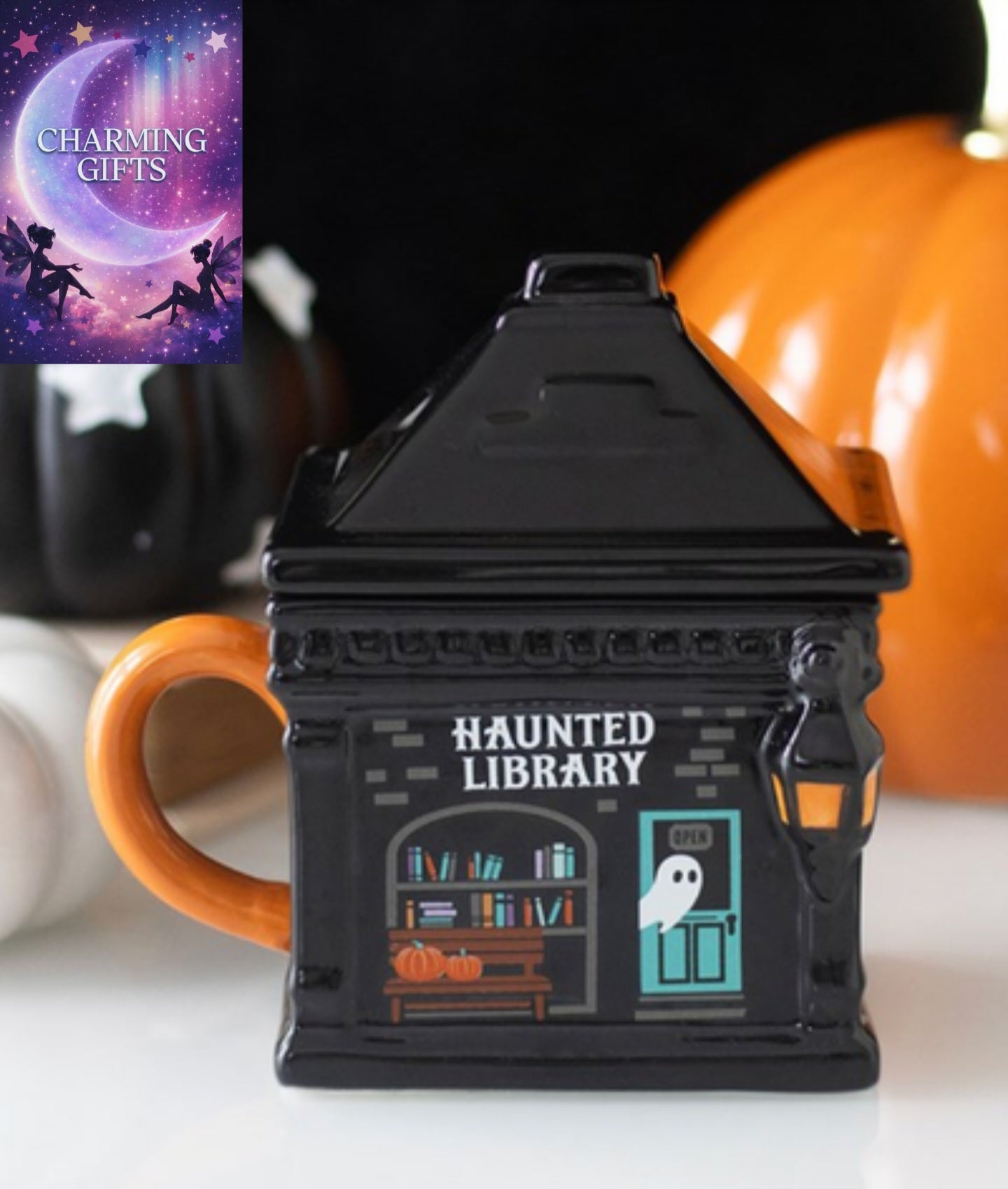 Haunted Library Lidded Mug