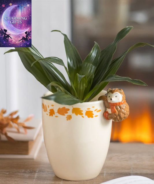 Autumn Plant Pot with Hedgehog