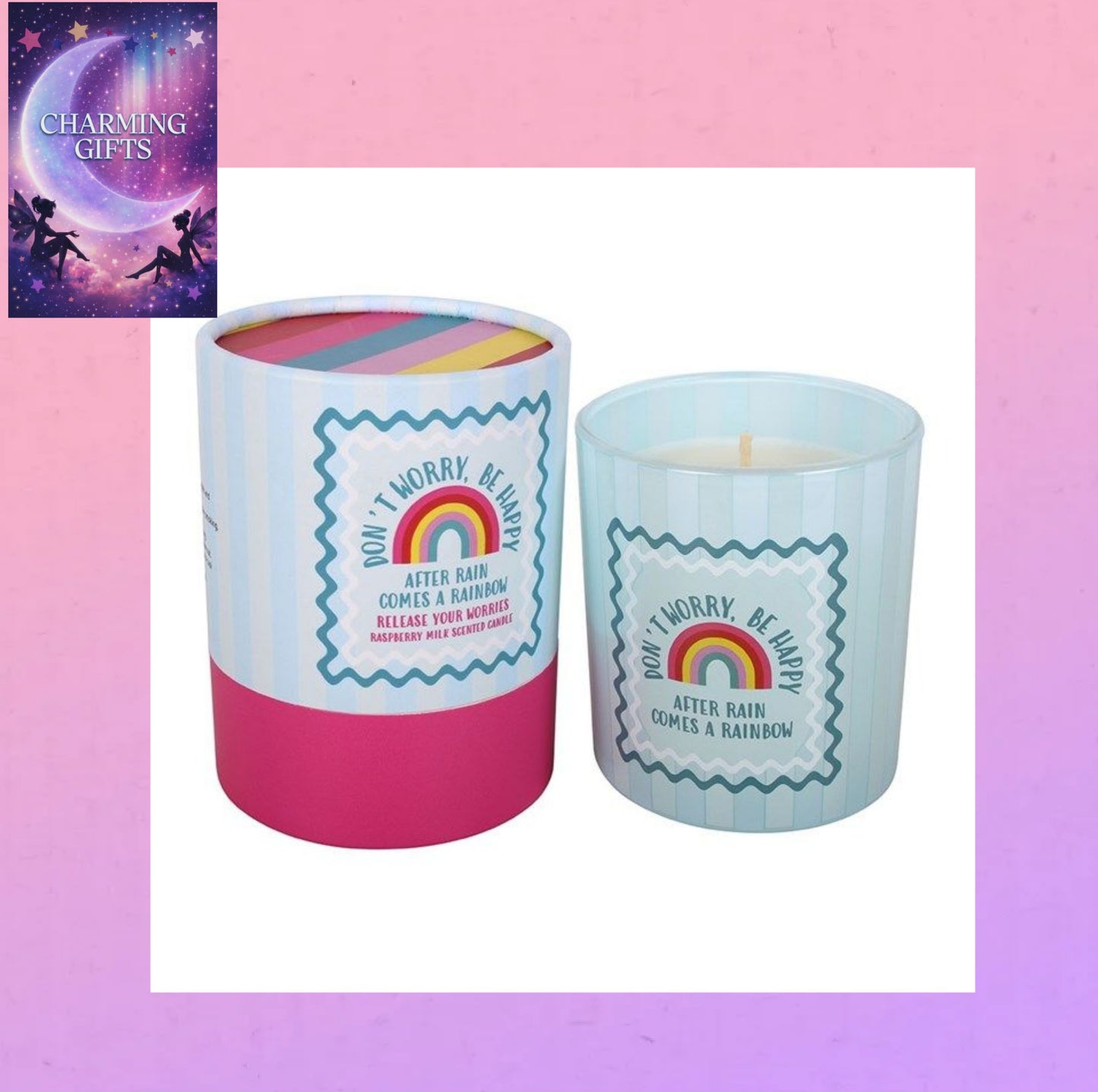 Don't Worry Be Happy Raspberry Milk Scented Candle