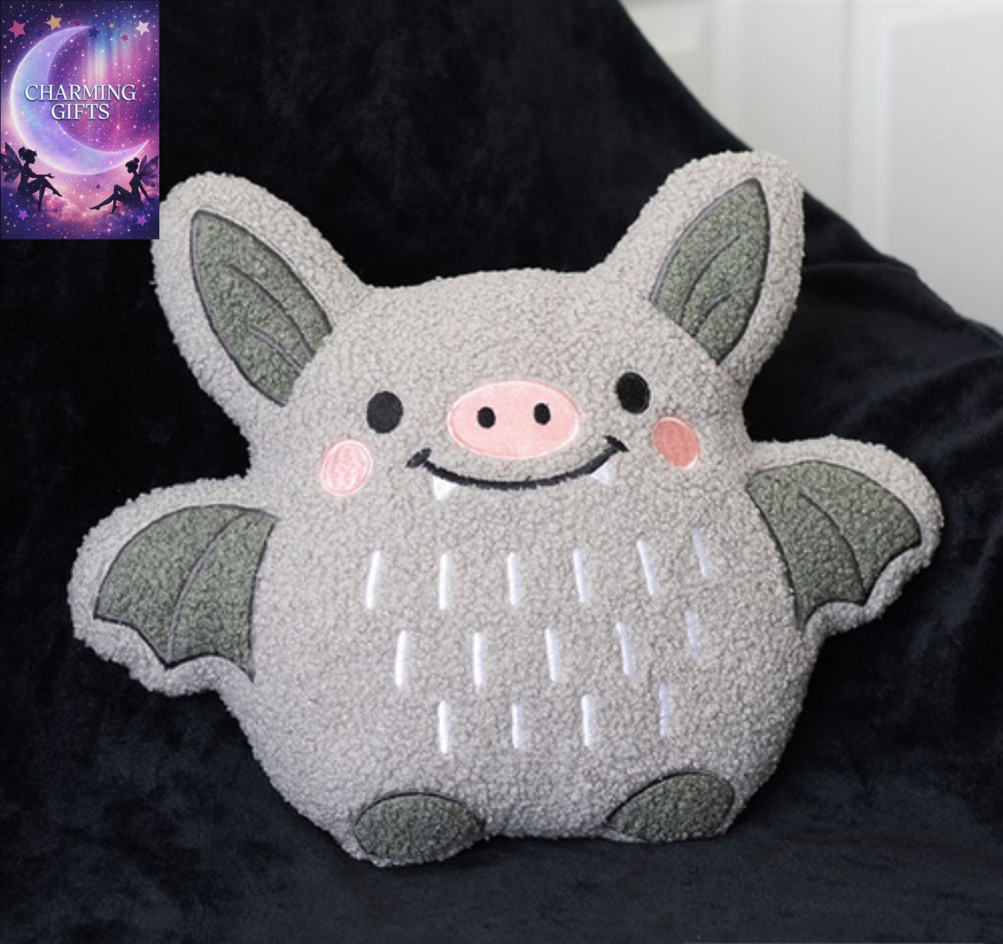 Cute Bat Boucle Cushion