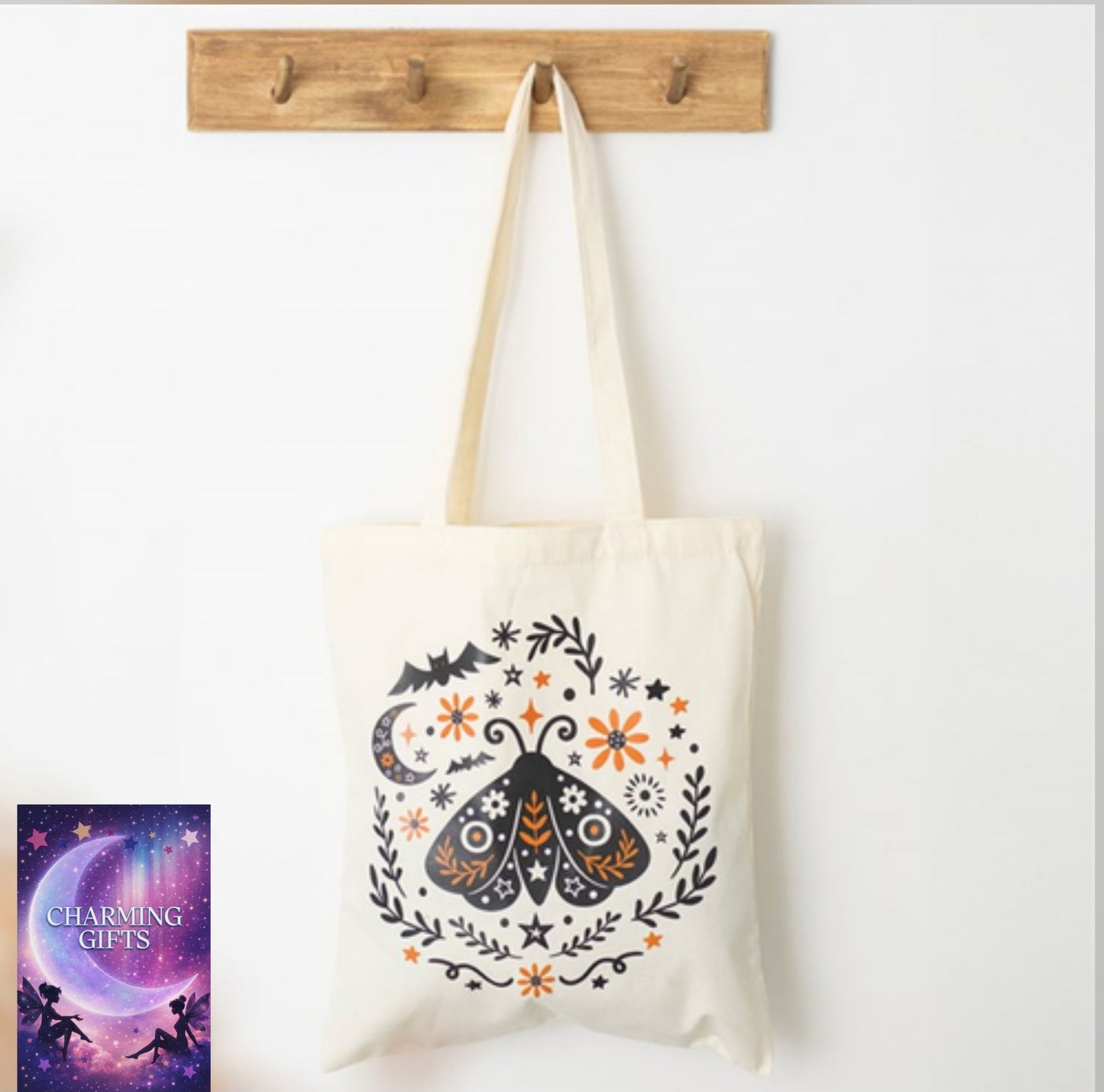 Folk Moth Tote Bag