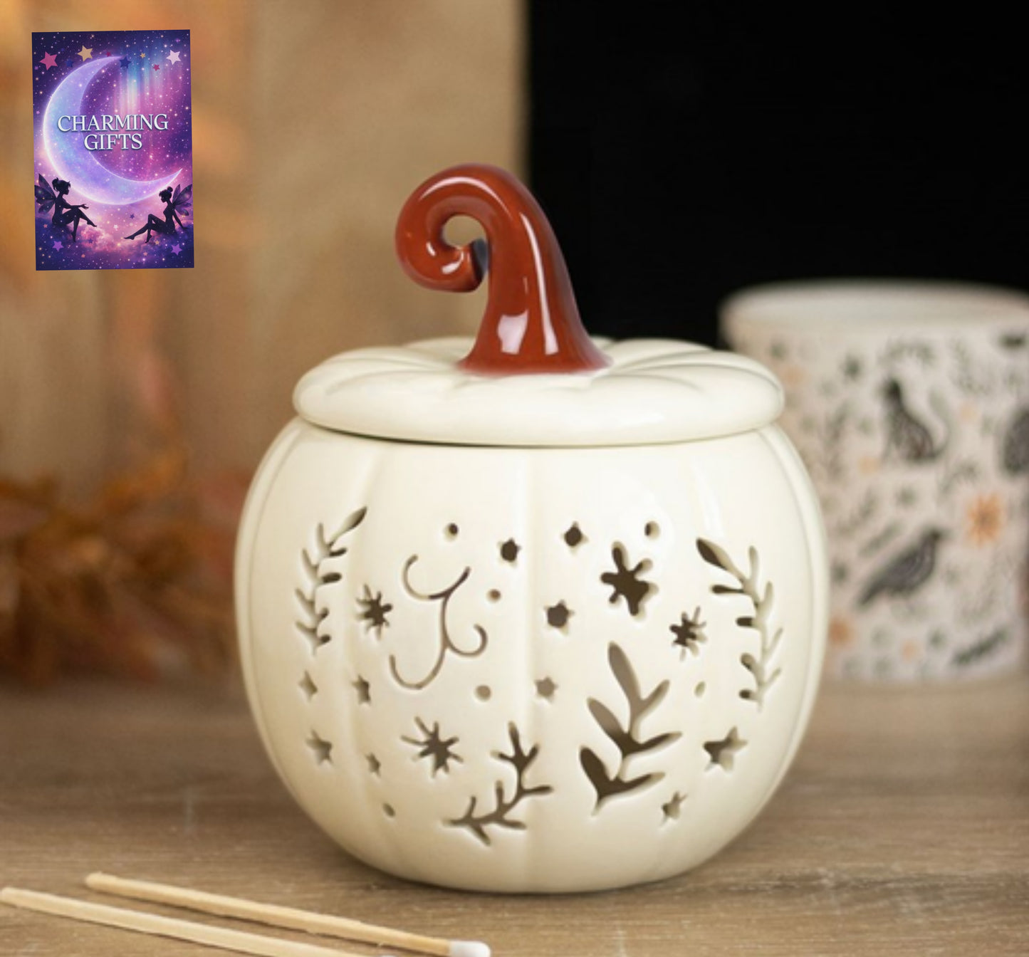 Cream Folk Pumpkin Oil Burner and Wax Warmer