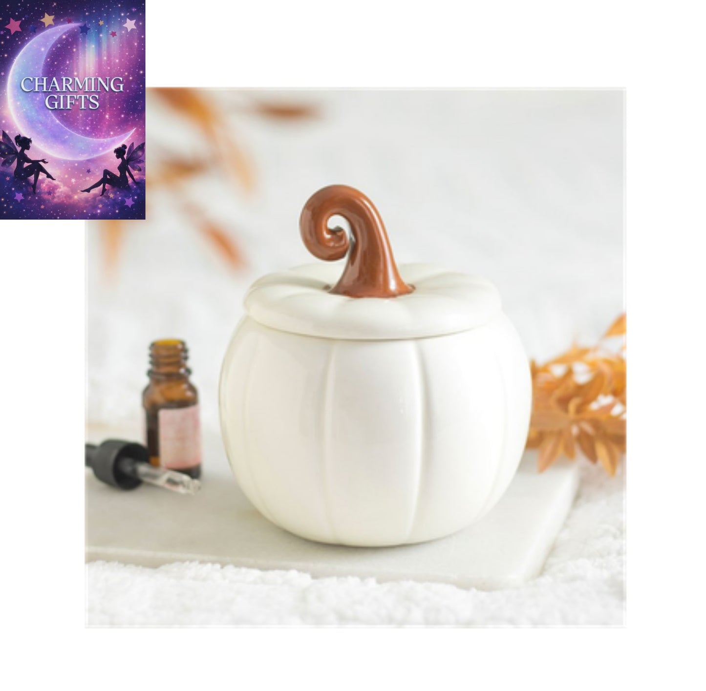 White Curly Pumpkin Oil Burner