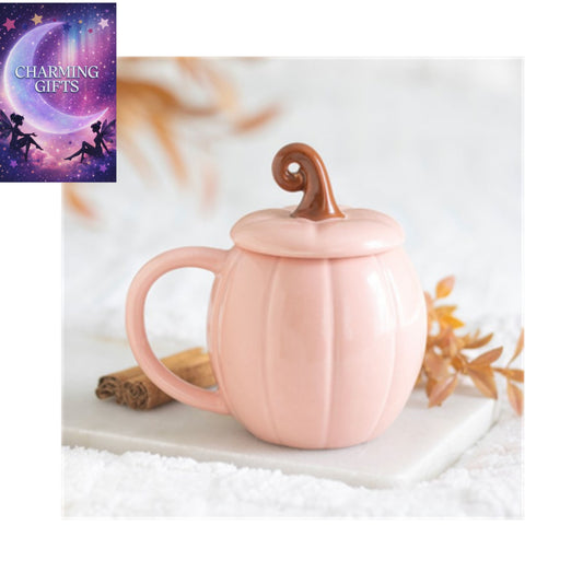 Pink Curly Pumpkin Lidded Mug