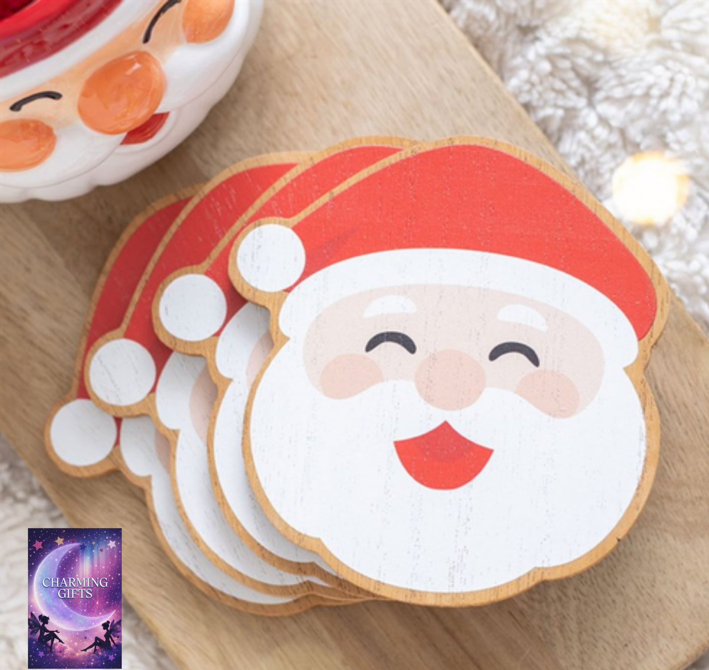 Jolly Santa Christmas Coaster Set