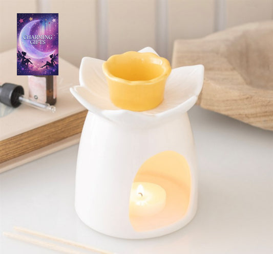 White Daffodil Oil Burner and Wax Warmer