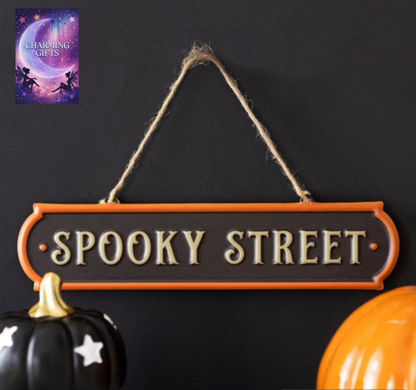 Spooky Street Hanging Metal Sign