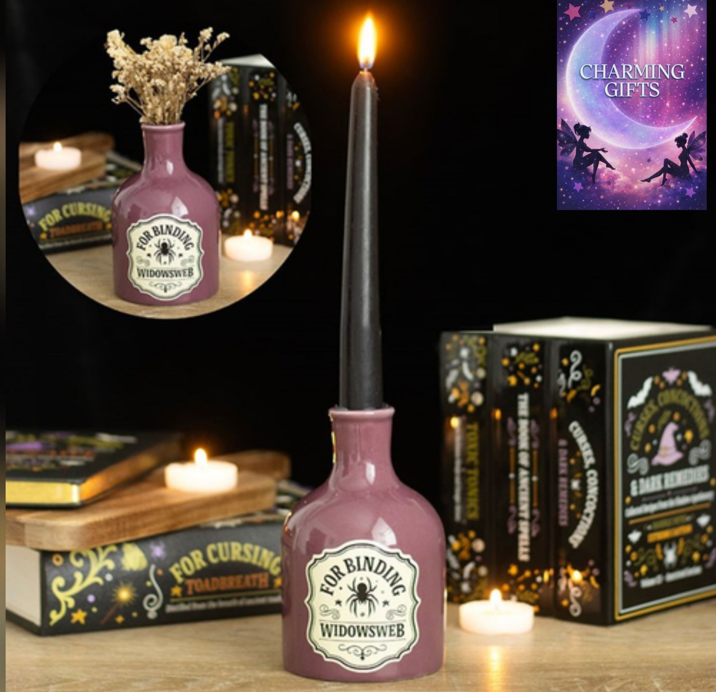 Widowsweb Potion Bottle Vase and Candle Holder