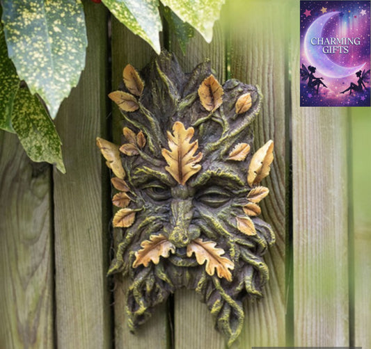 Green Man Yellow Oak Leaf Wall Plaque