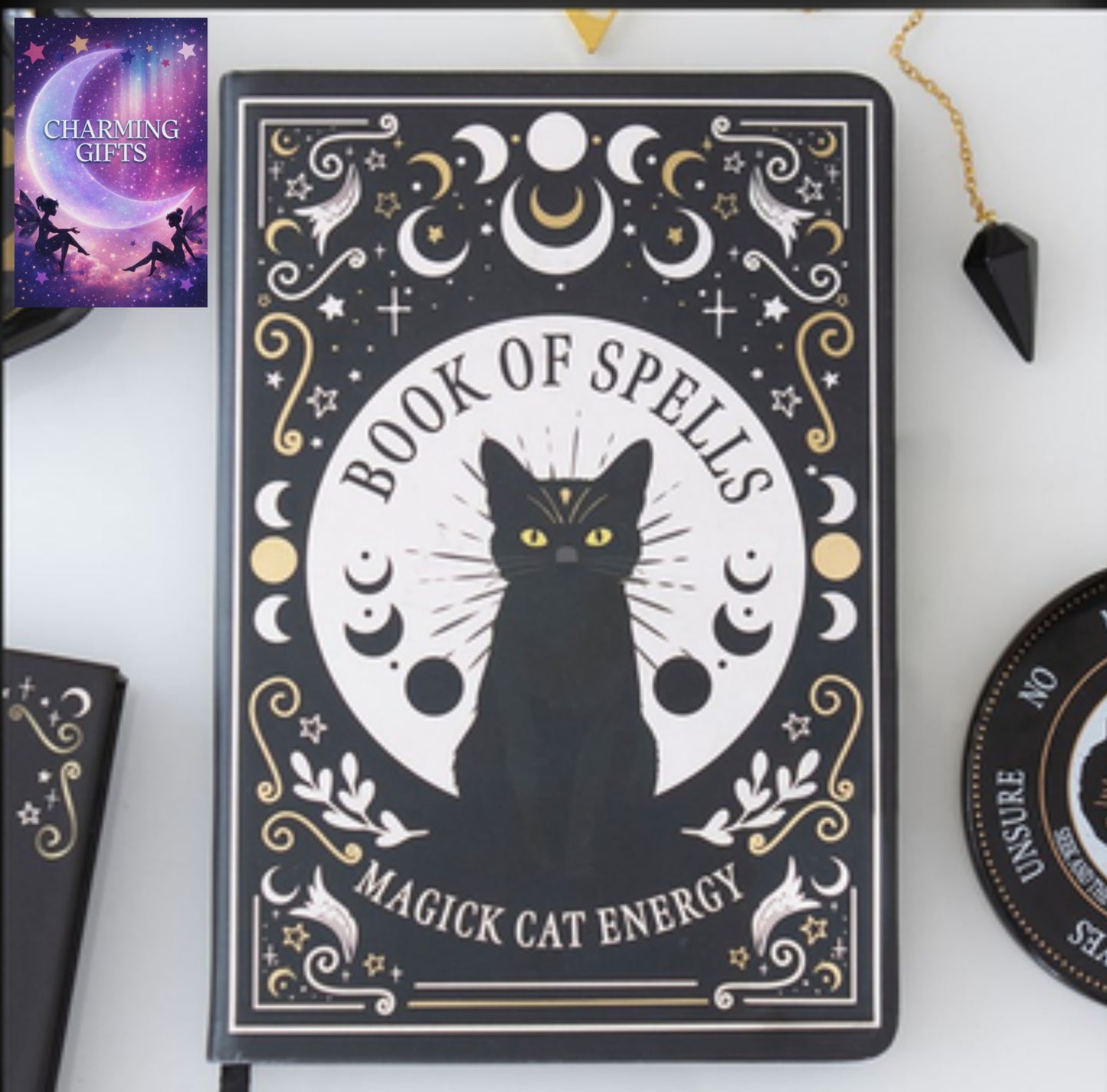 Black Cat Magick Book of Spells A5 Notebook with Pen