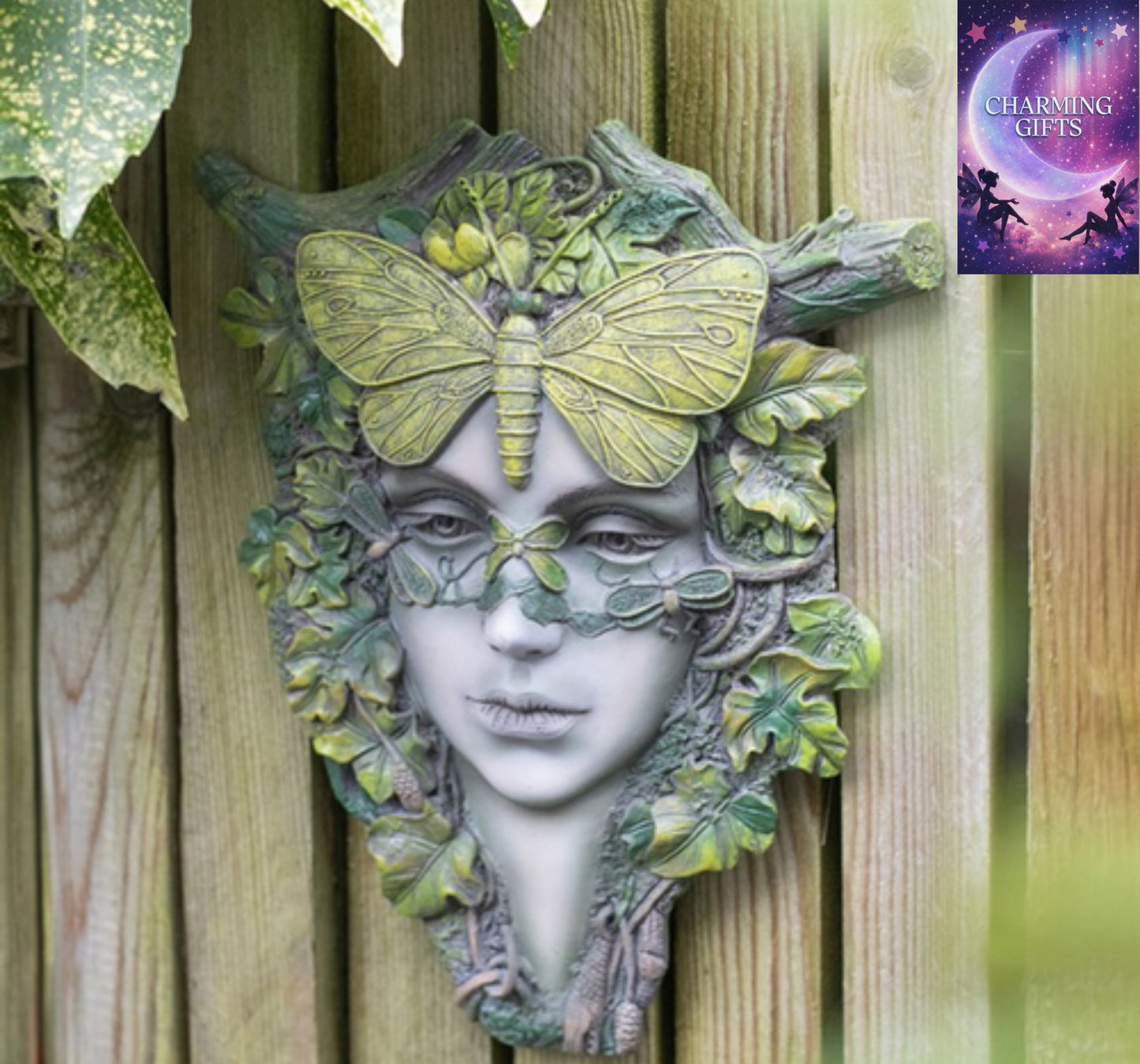 Green Goddess with Butterfly Wall Plaque