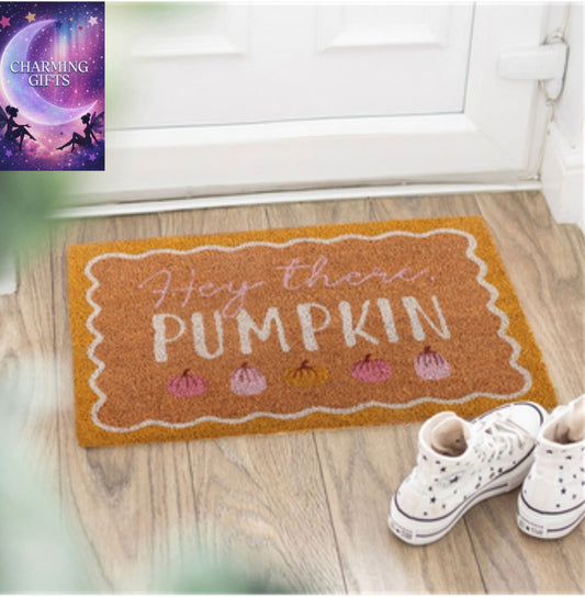 Natural Hey There Pumpkin Doormat