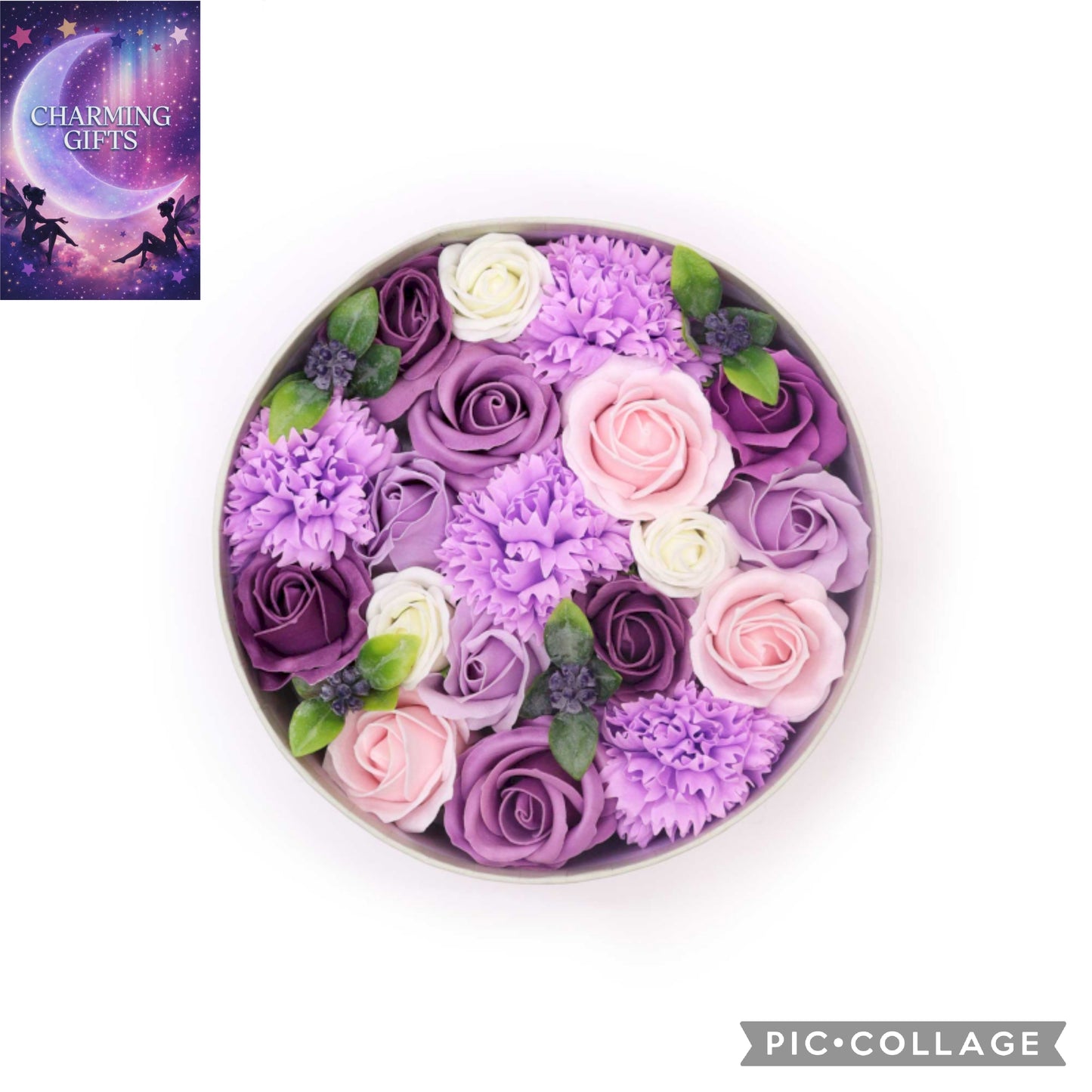 Round Box - Lavender Rose & Carnation
