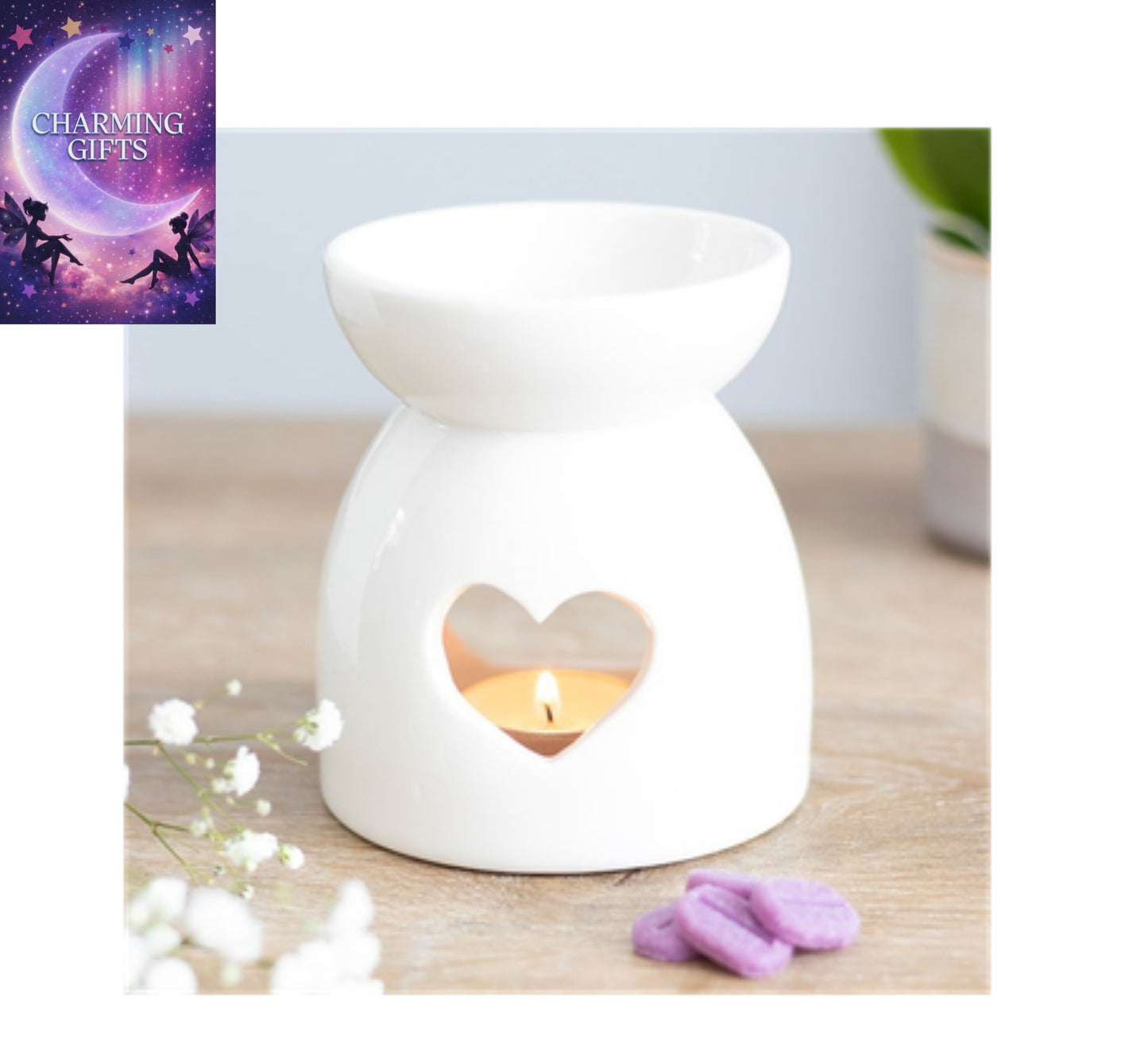 White Heart Cut Out Oil Burner